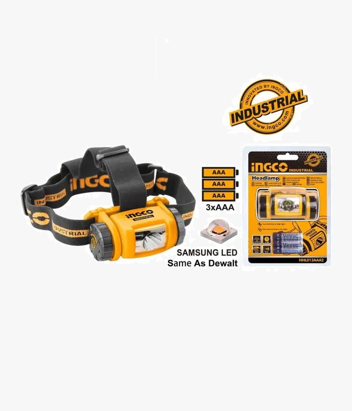 Lampe frontale INGCO HHL013AAA2 – IPX4 Résistante à la pluie